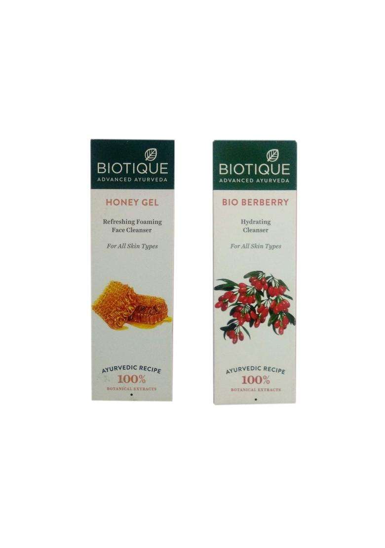 Biotique 1 Honey Gel Refreshing Foaming Face Cleanser 120 ml +1 Bio Berberry Hydrating Cleanser 120 ml - Indya