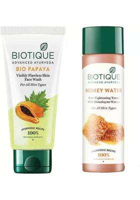 Biotique Youthfull Skin Care Pack 100 ml | Bio Papaya Face Wash 100 ml, Bio Toner Honey water 120 ml (2 Items in the set)