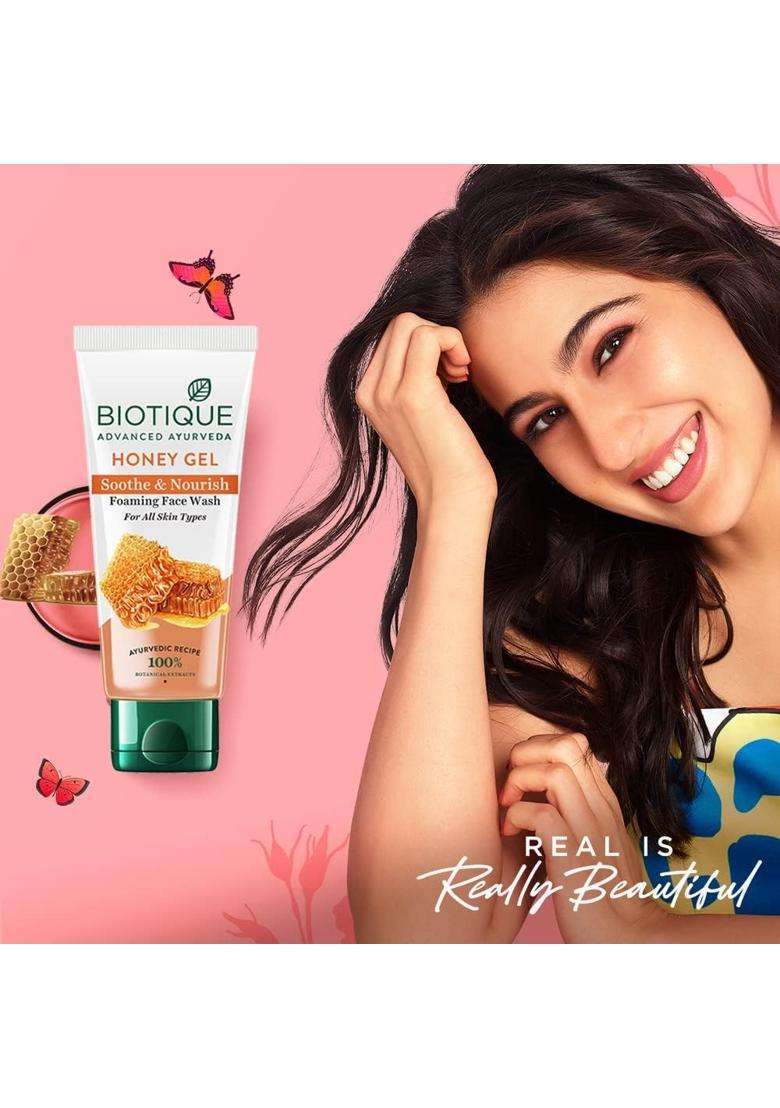 Biotique Honey Gel Soothe & Nourish Foaming Face wash 150 ml (Pack of 2) | Soap Free Formula | Reduce Dryness | 100% Botanical Extracts - Indya