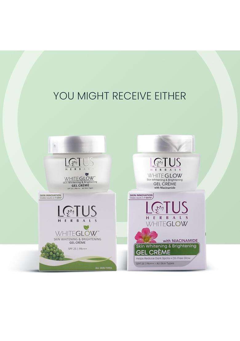 Lotus Herbals WhiteGlow Skin Whitening And Brightening Gel Cream 40g | Natural Herbal Care | With Niacinamide | Face Cream For Men And Women - Indya
