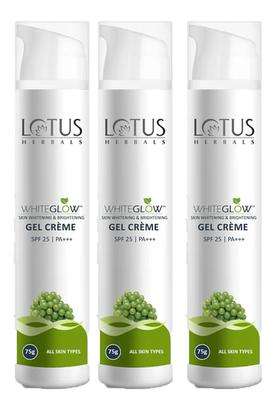 Lotus Herbals WhiteGlow Skin Whitening And Brightening Gel Cream 75g (Pack of 3) | Natural Herbal Care | With Niacinamide | All Skin Types