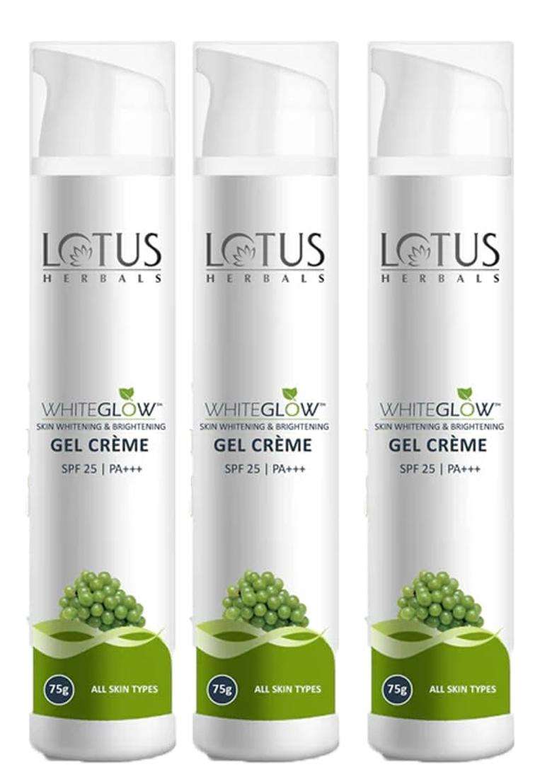 Lotus Herbals WhiteGlow Skin Whitening And Brightening Gel Cream 75g (Pack of 3) | Natural Herbal Care | With Niacinamide | All Skin Types - Indya