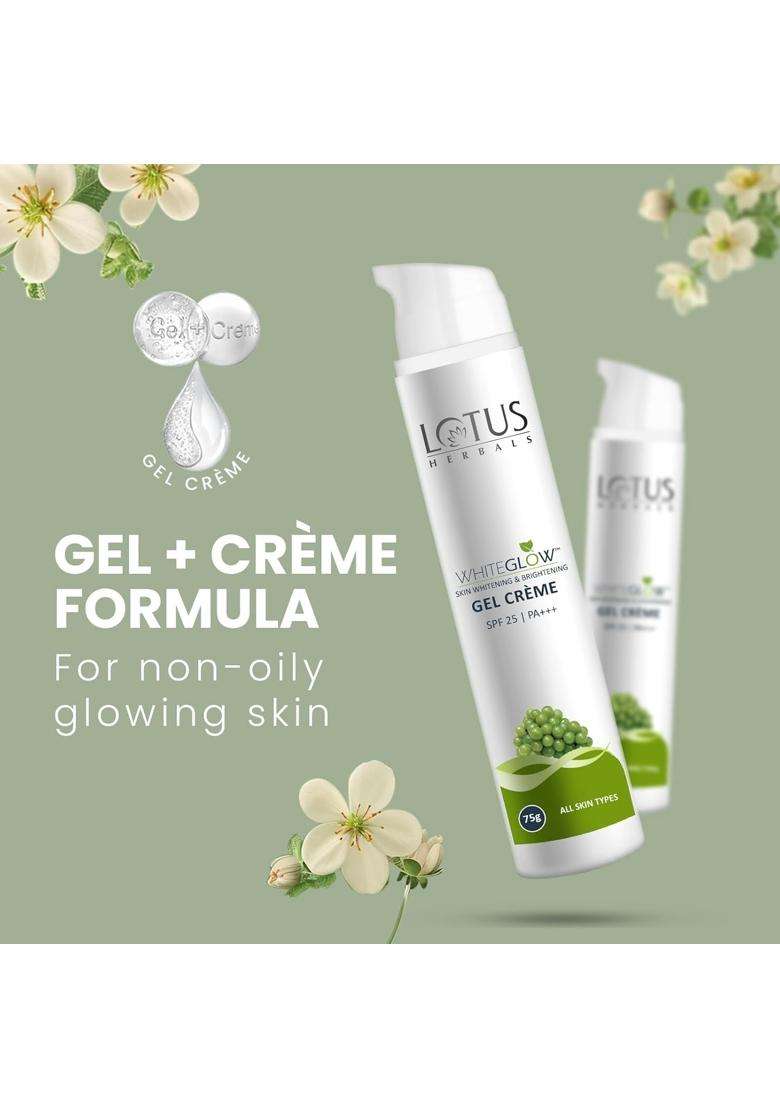 Lotus Herbals WhiteGlow Skin Whitening And Brightening Gel Cream 75g (Pack of 3) | Natural Herbal Care | With Niacinamide | All Skin Types - Indya