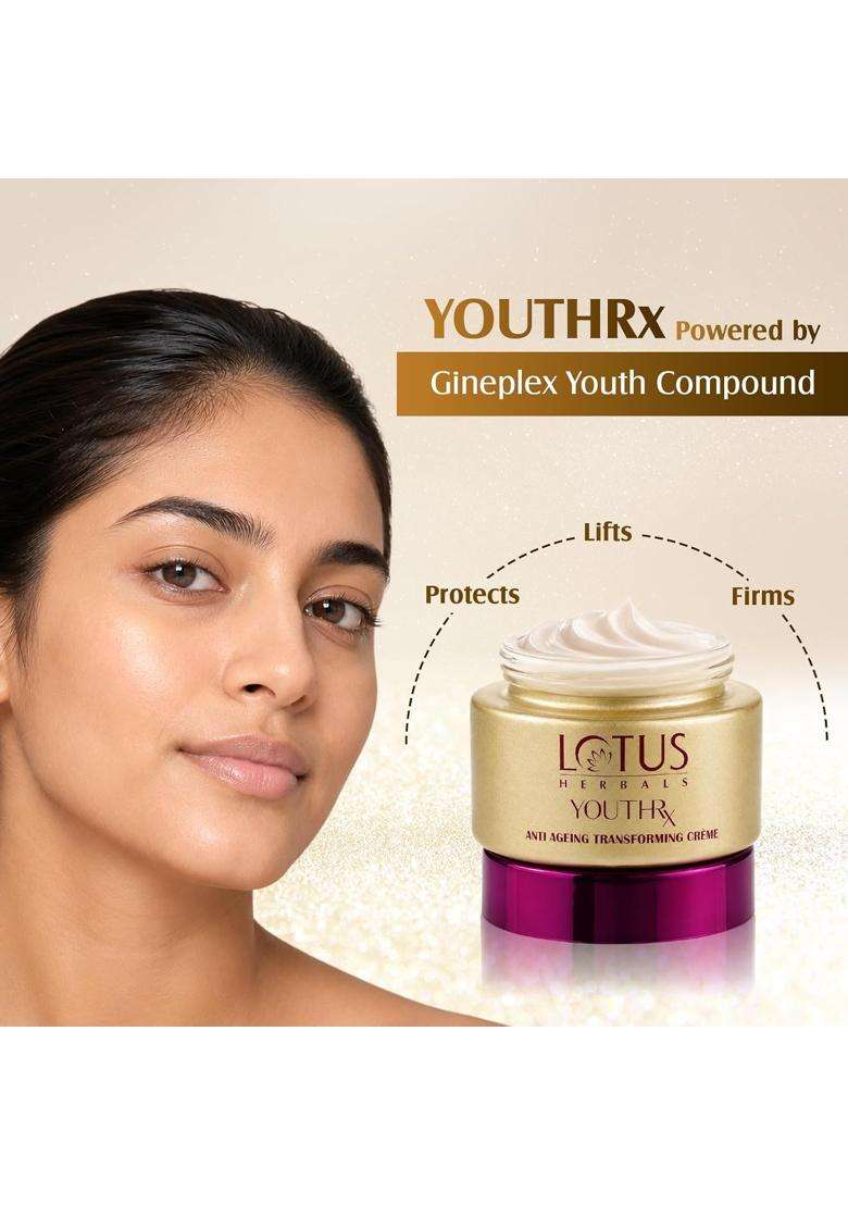 Lotus Herbals YouthRx Anti Ageing Transforming Face Cream SPF 25 and PA+++ 50 g | Authentic Ayurvedic Formula | Reduce Dark Spots and Blemishes - Indya