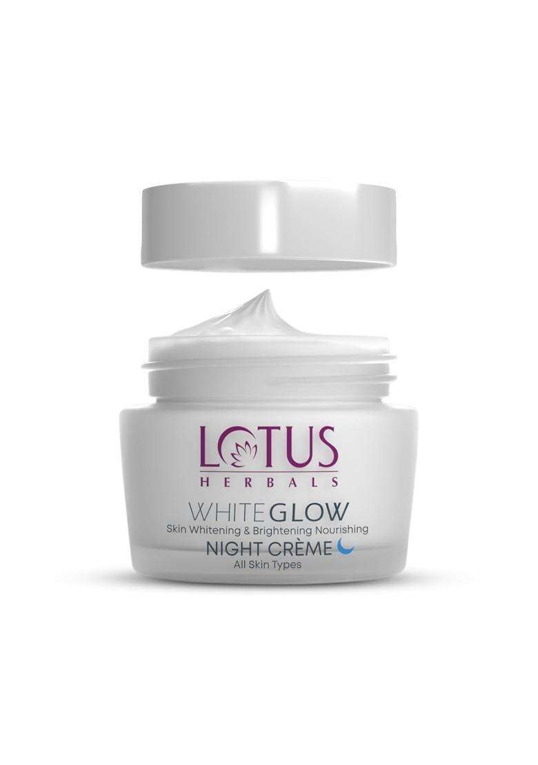 Lotus Herbals WhiteGlow Skin Whitening & Brightening Nourishing Night Creme 60g | Natural Herbal Care | Reduces Dark Spots & Dullness | Paraben-Free - Indya
