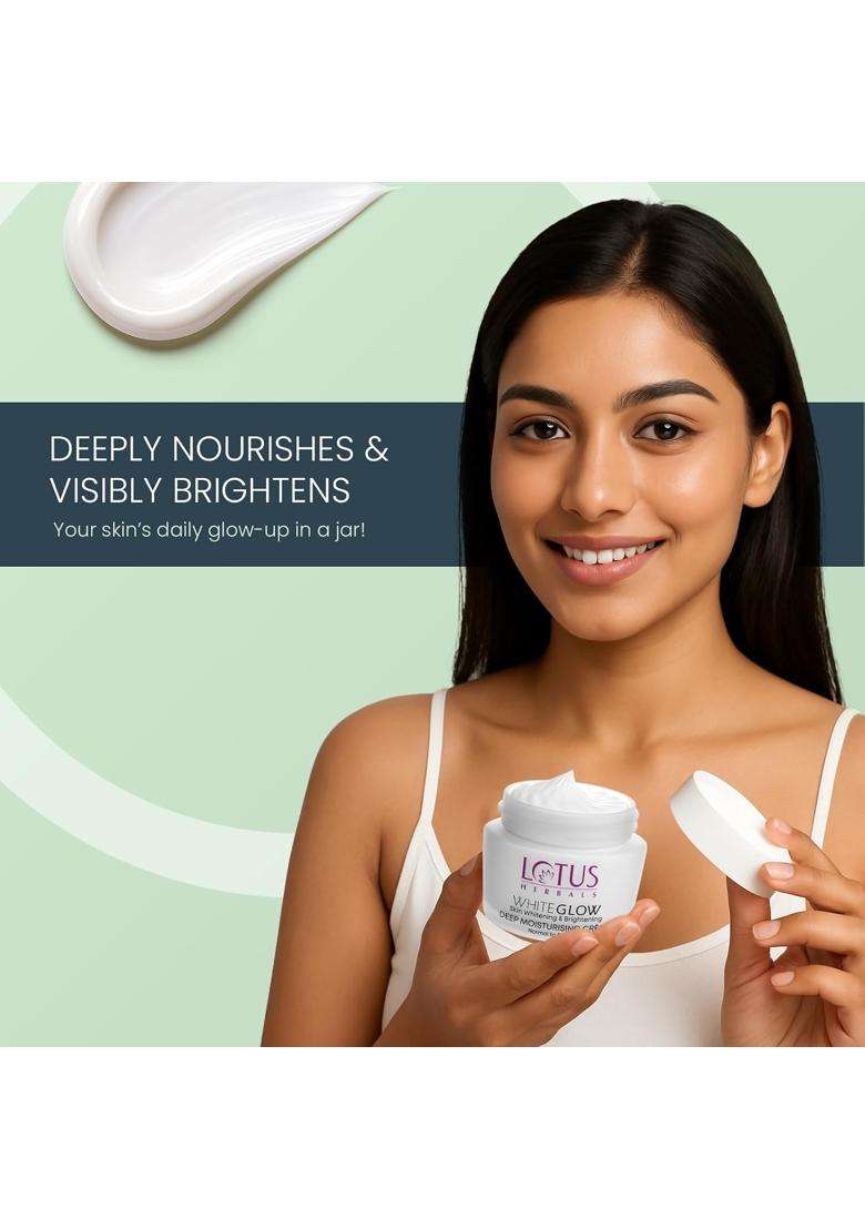 Lotus Herbals WhiteGlow Deep Moisturising Face Cream 60g | Natural Herbal Care | SPF 20 | Reducing Dark Spots | Non Sticky | Normal To Dry Skin - Indya