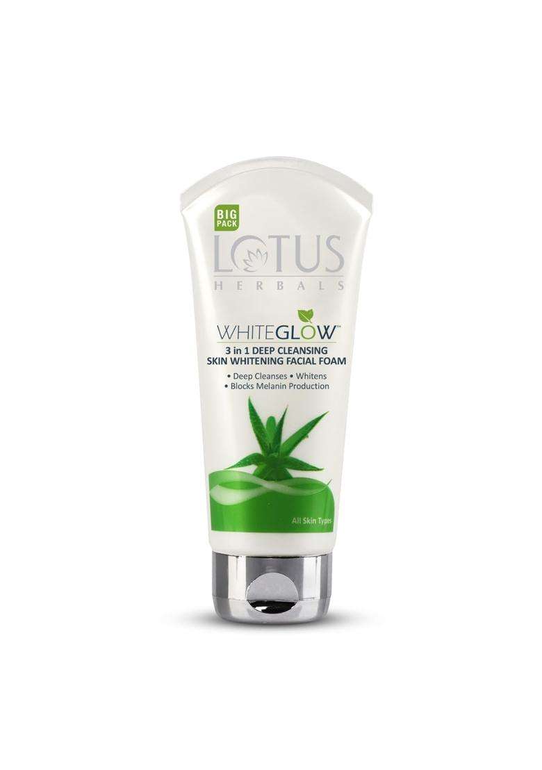 Lotus Herbals 3 in 1 Deep Cleansing Facial Foam 200g | Natural Herbal Care | Face Wash for Women & Men | Blocks Melanin Production | Fades Dark Spots - Indya