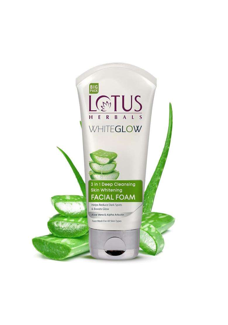 Lotus Herbals 3 in 1 Deep Cleansing Facial Foam 200g | Natural Herbal Care | Face Wash for Women & Men | Blocks Melanin Production | Fades Dark Spots - Indya