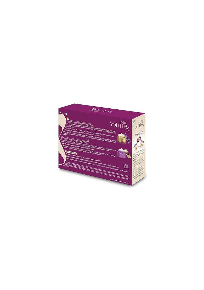 Lotus Herbals YouthRx Power Regimen Pack with Anti-Ageing Day Cream and Night Cream 100g | Natural Herbal Care | Reduces Fine Lines, Wrinkles - Indya