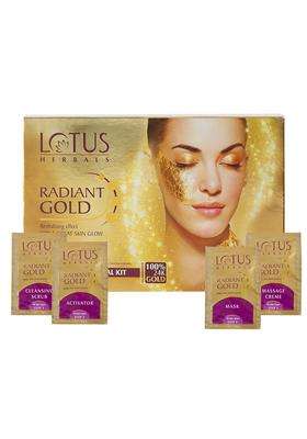 Lotus Herbals Radiant Gold Cellular Glow 1 Facial Kit 37g | Natural Herbal Care | With 24K Gold Leaves | For Natural Golden Glow Skin | All Skin Types