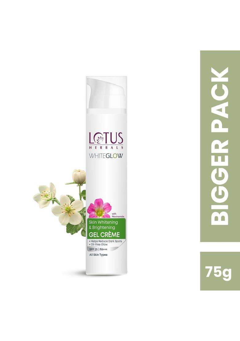 Lotus Herbals WhiteGlow Skin Whitening And Brightening Gel Cream 75g | Natural Herbal Care | With Niacinamide | Face Cream For Men And Women - Indya