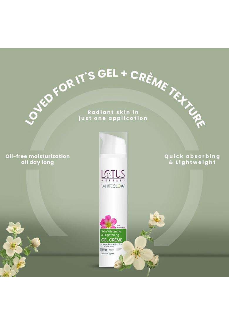 Lotus Herbals WhiteGlow Skin Whitening And Brightening Gel Cream 75g | Natural Herbal Care | With Niacinamide | Face Cream For Men And Women - Indya