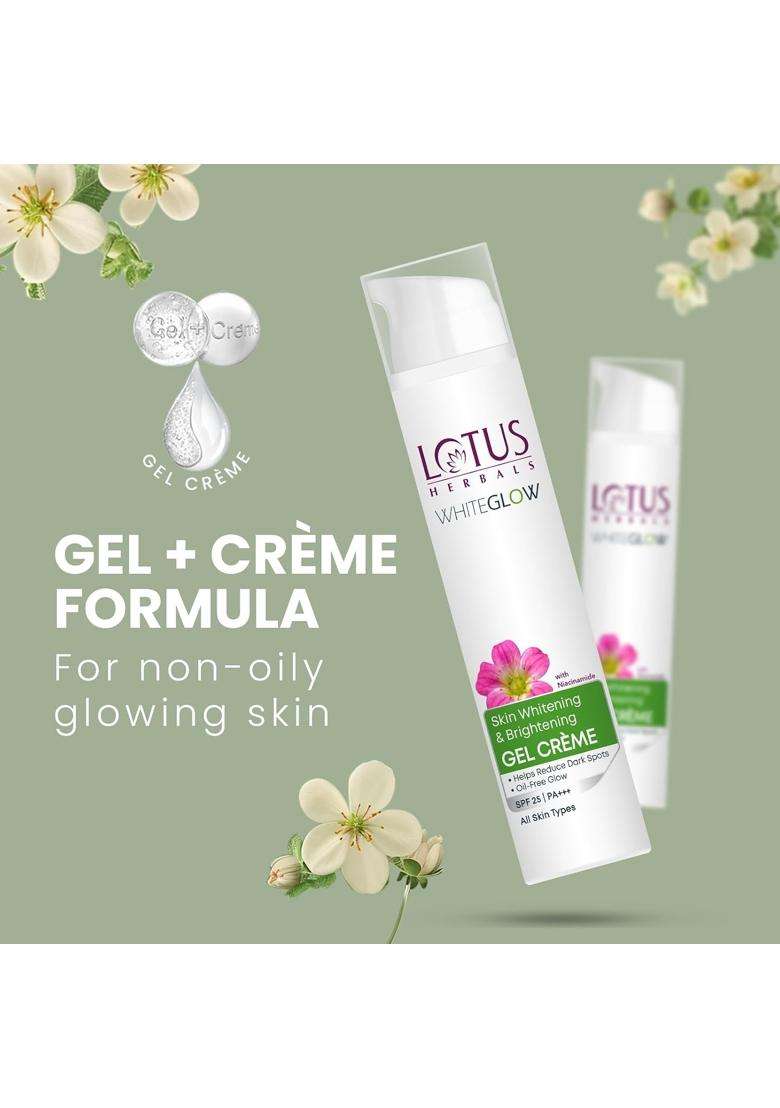 Lotus Herbals WhiteGlow Skin Whitening And Brightening Gel Cream 75g | Natural Herbal Care | With Niacinamide | Face Cream For Men And Women - Indya