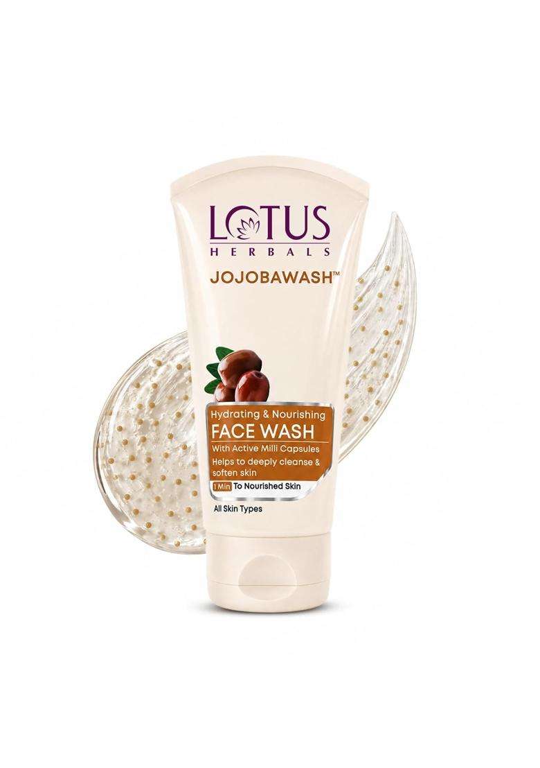 Lotus Herbals Jojoba Face Wash, Active Milli Capsules, 120g | Natural Herbal Care - Indya