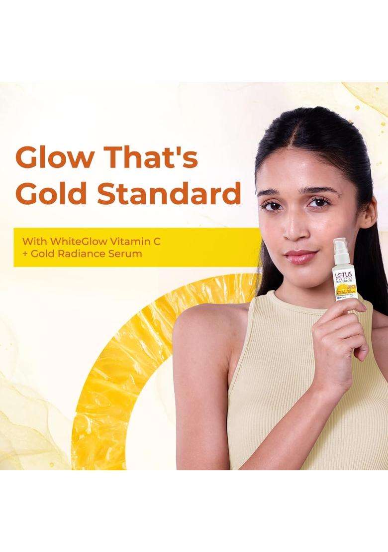 Lotus Herbals WhiteGlow Vitamin C and Gold Radiance Face Serum 30 ml | Natural Herbal Care | Paraben-Free | For Women and Men - Indya