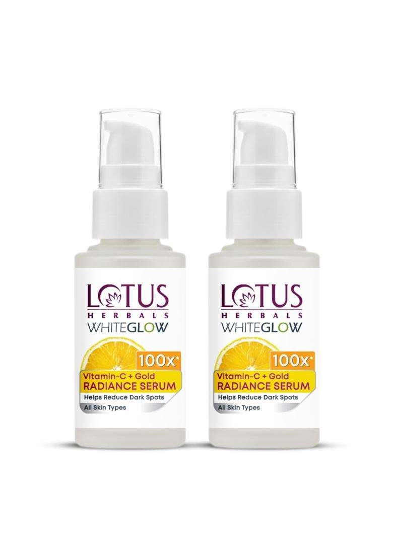 Lotus Herbals WhiteGlow Vitamin C and Gold Radiance Face Serum 30 ml (Pack of 2) | Natural Herbal Care | Paraben-Free | For Women and Men - Indya