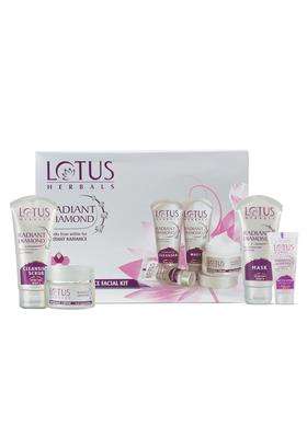 Lotus Herbals Radiant Diamond Cellular Radiance 5 in 1 Facial Kit with Diamond Dust & Cinnamon for All Skin Types 170g | Natural Herbal Care