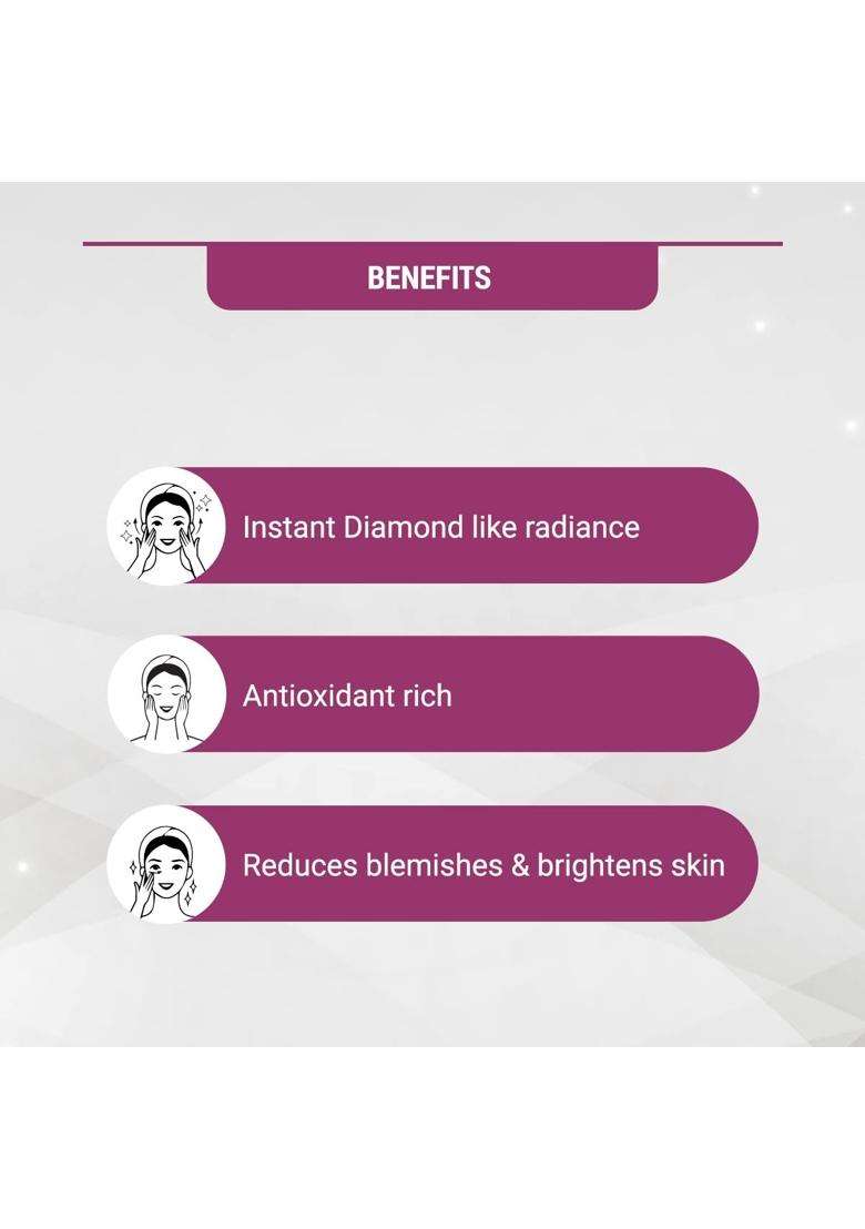 Lotus Herbals Radiant Diamond Cellular Radiance 5 in 1 Facial Kit with Diamond Dust & Cinnamon for All Skin Types 170g | Natural Herbal Care - Indya