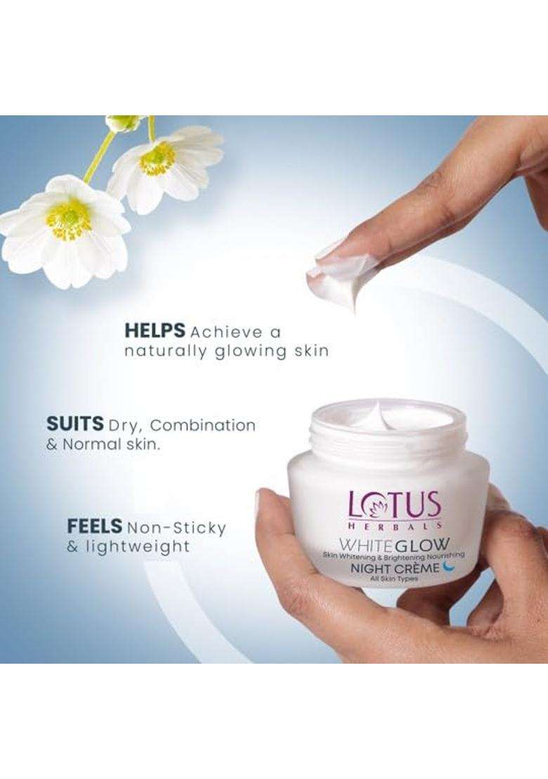 Lotus Herbals WhiteGlow Skin Brightening & Nourishing Night Cream 60g | Natural Herbal Care - Indya