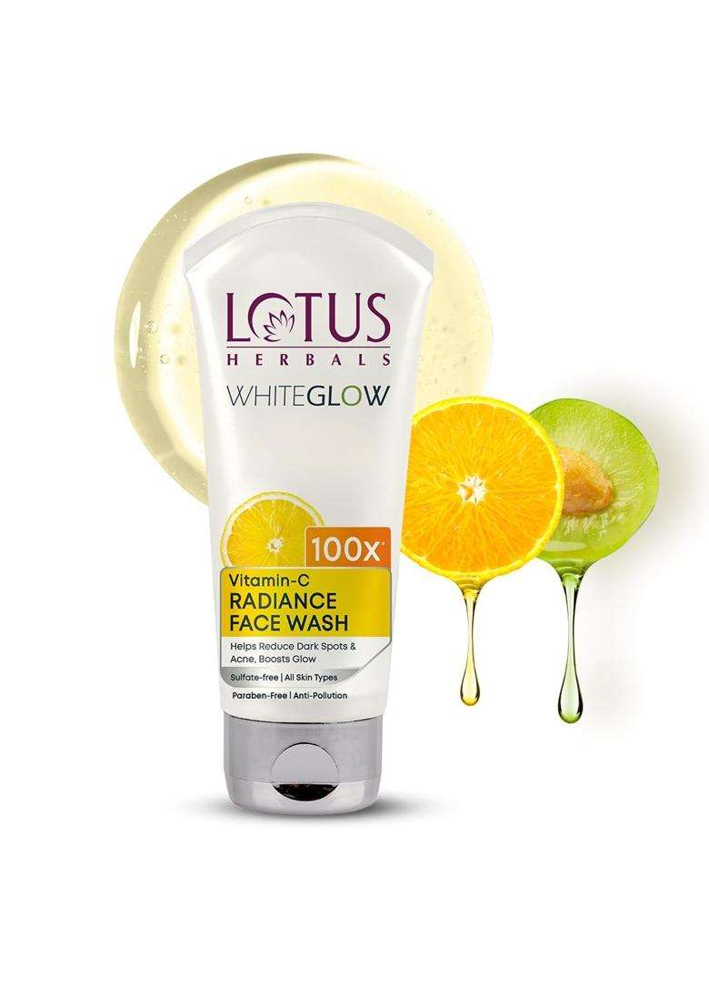 Lotus Herbals WhiteGlow Vitamin C Radiance Face Wash 100g | Natural Herbal Care | For Dark Spots & Dull Skin | Anti- Pollution - Indya
