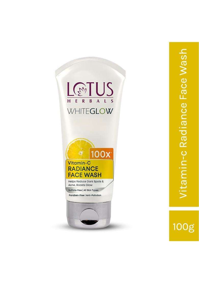 Lotus Herbals WhiteGlow Vitamin C Radiance Face Wash 100g | Natural Herbal Care | For Dark Spots & Dull Skin | Anti- Pollution - Indya