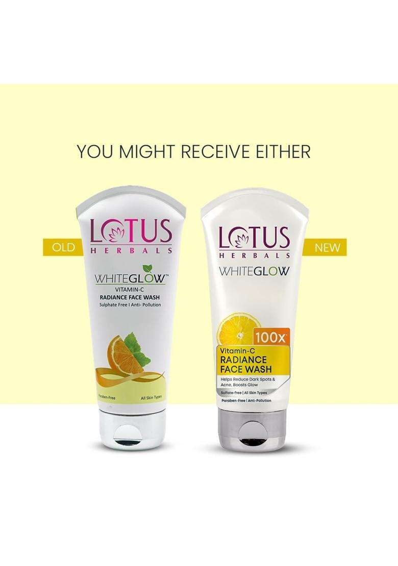 Lotus Herbals WhiteGlow Vitamin C Radiance Face Wash 100g | Natural Herbal Care | For Dark Spots & Dull Skin | Anti- Pollution - Indya