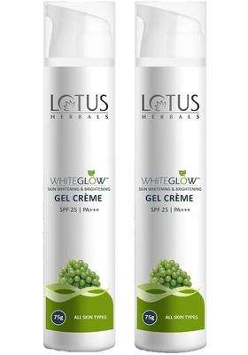 Lotus Herbals WhiteGlow Skin Whitening And Brightening Gel Cream 75g (Pack of 2) | Natural Herbal Care | With Niacinamide | All Skin Types