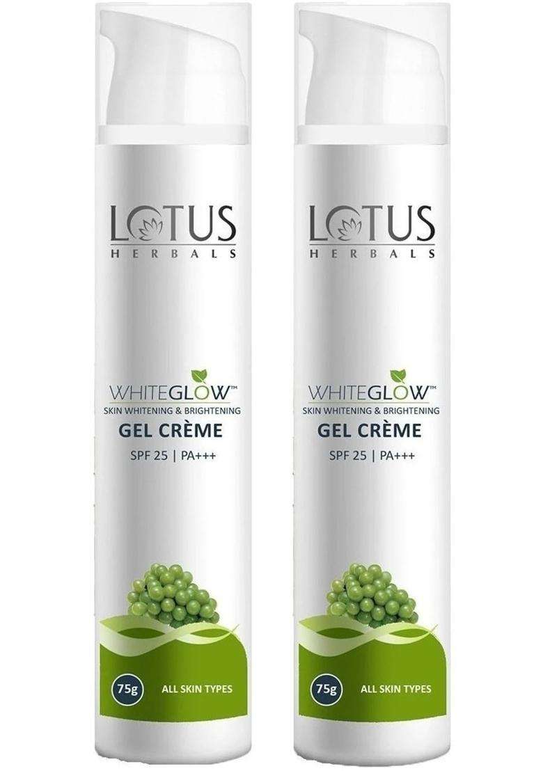 Lotus Herbals WhiteGlow Skin Whitening And Brightening Gel Cream 75g (Pack of 2) | Natural Herbal Care | With Niacinamide | All Skin Types - Indya