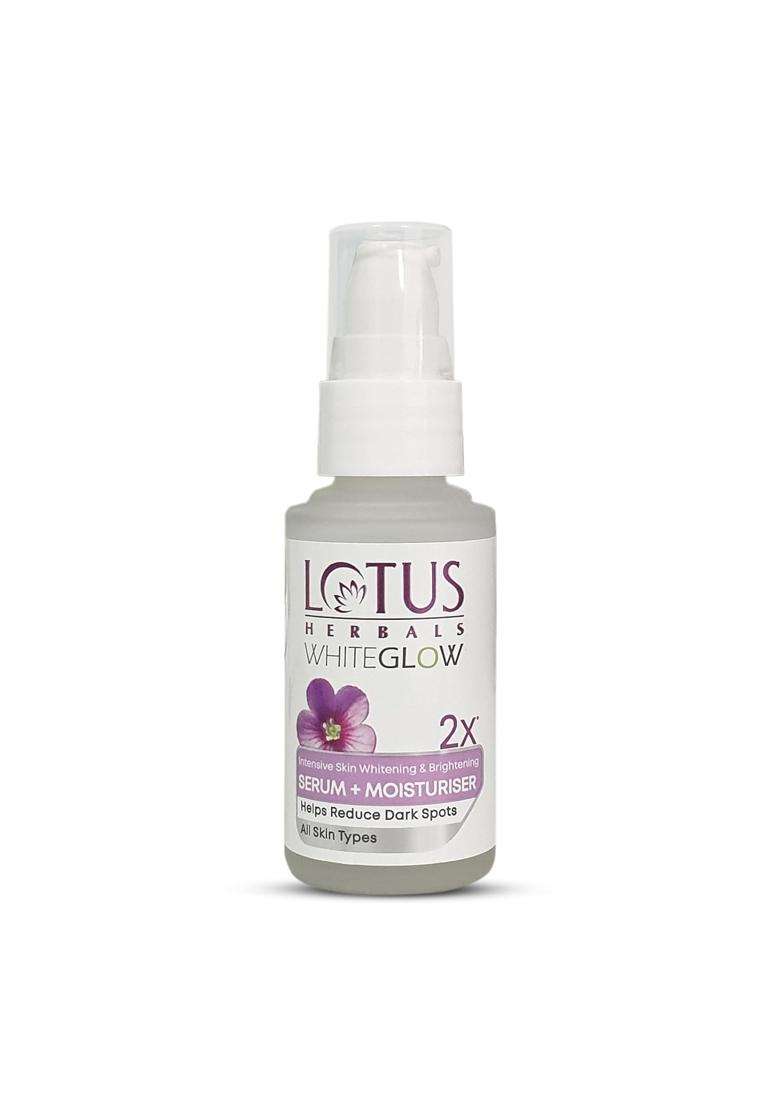 Lotus Herbals WhiteGlow Intensive Skin Whitening & Brightening Serum + Moisturiser 30 ml | Natural Herbal Care | Reduce Dark Spots & Dullness - Indya