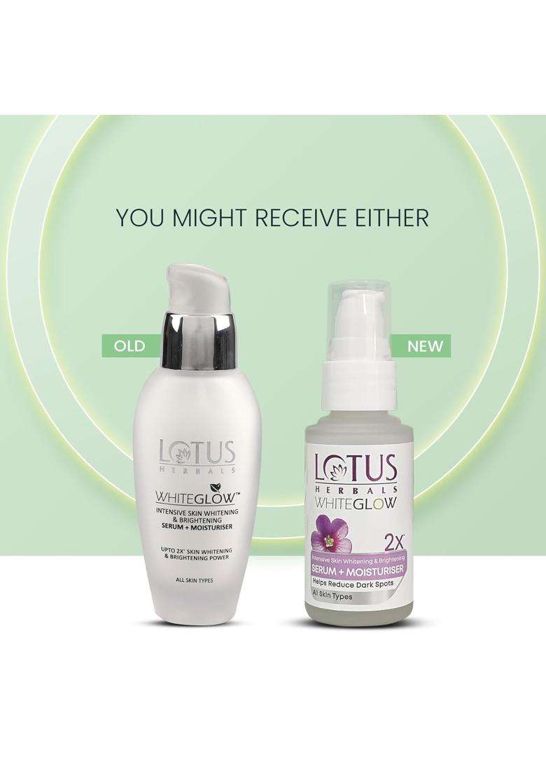 Lotus Herbals WhiteGlow Intensive Skin Whitening & Brightening Serum + Moisturiser 30 ml | Natural Herbal Care | Reduce Dark Spots & Dullness - Indya