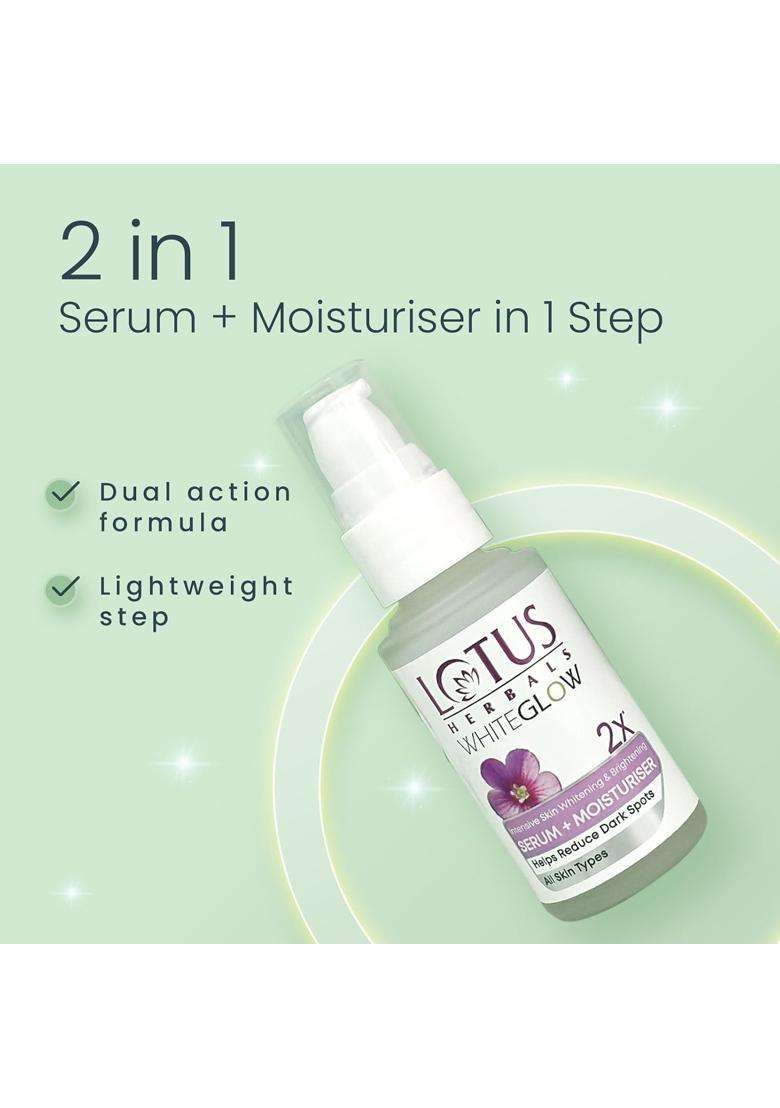 Lotus Herbals WhiteGlow Intensive Skin Whitening & Brightening Serum + Moisturiser 30 ml | Natural Herbal Care | Reduce Dark Spots & Dullness - Indya