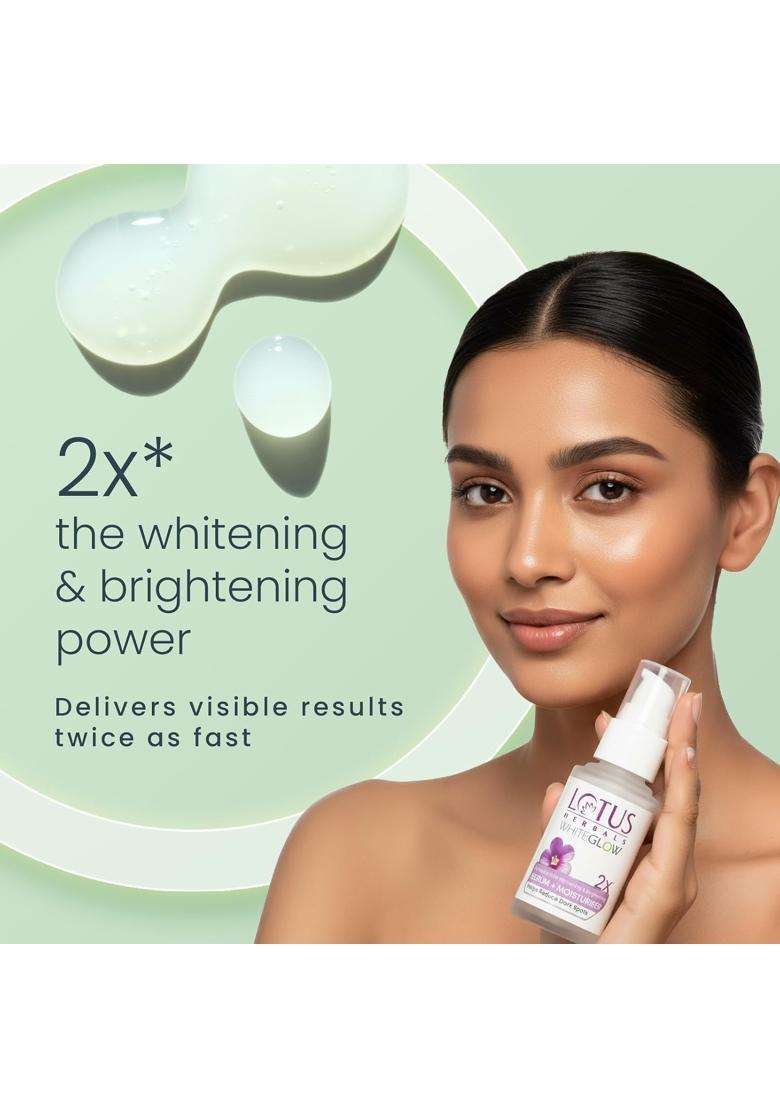 Lotus Herbals WhiteGlow Intensive Skin Whitening & Brightening Serum + Moisturiser 30 ml | Natural Herbal Care | Reduce Dark Spots & Dullness - Indya