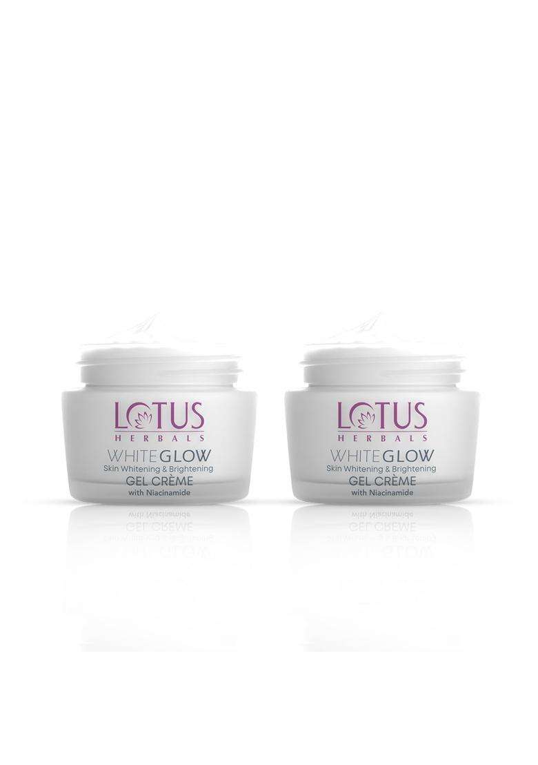 Lotus Herbals WhiteGlow Skin Whitening And Brightening Gel Cream 60g (Pack of 2) | Natural Herbal Care | With Niacinamide | All Skin Types - Indya