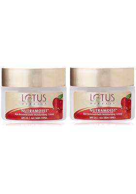Lotus Herbals Nutramoist Skin Renewal Daily Moisturising Cream with SPF 25 50g (Pack of 2) | Natural Herbal Care