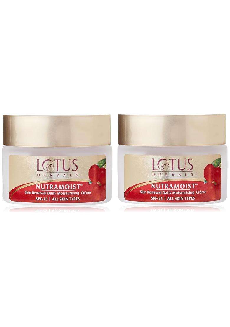 Lotus Herbals Nutramoist Skin Renewal Daily Moisturising Cream with SPF 25 50g (Pack of 2) | Natural Herbal Care - Indya