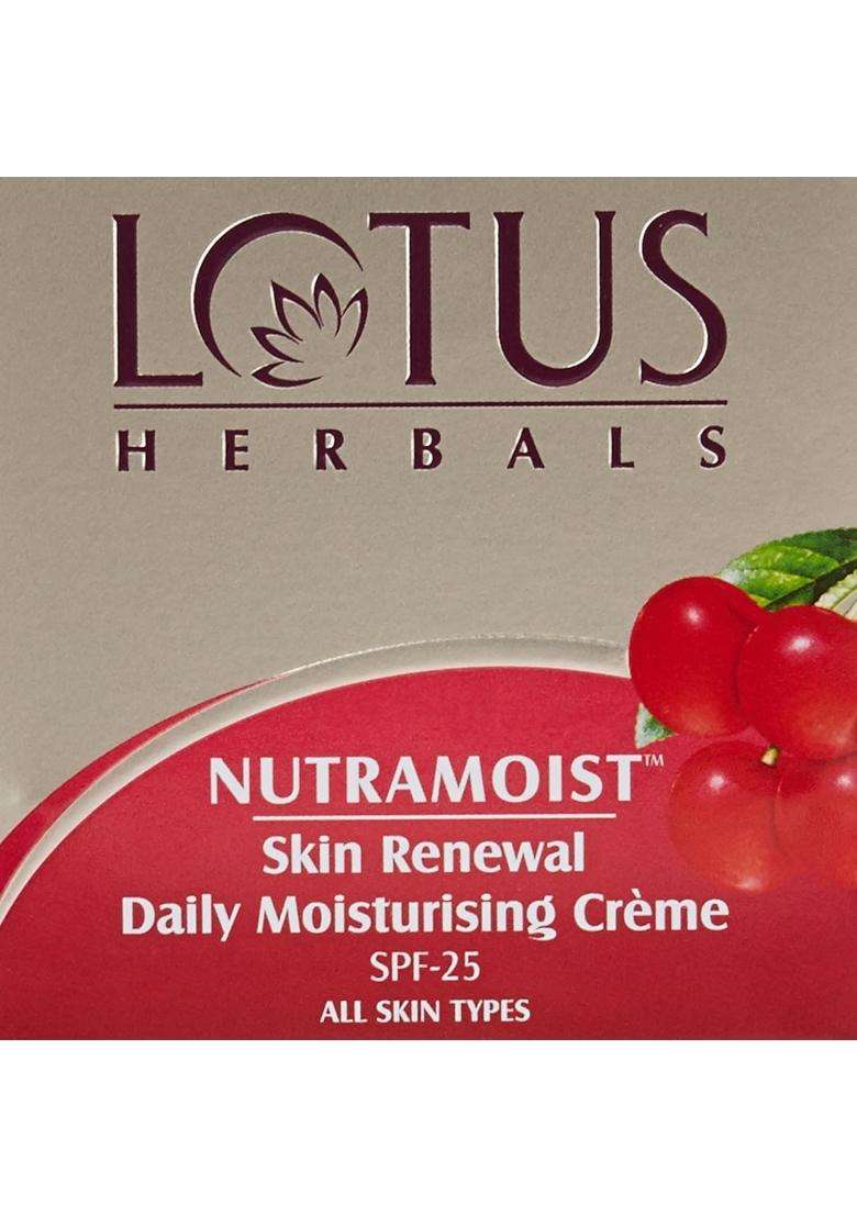Lotus Herbals Nutramoist Skin Renewal Daily Moisturising Cream with SPF 25 50g (Pack of 2) | Natural Herbal Care - Indya
