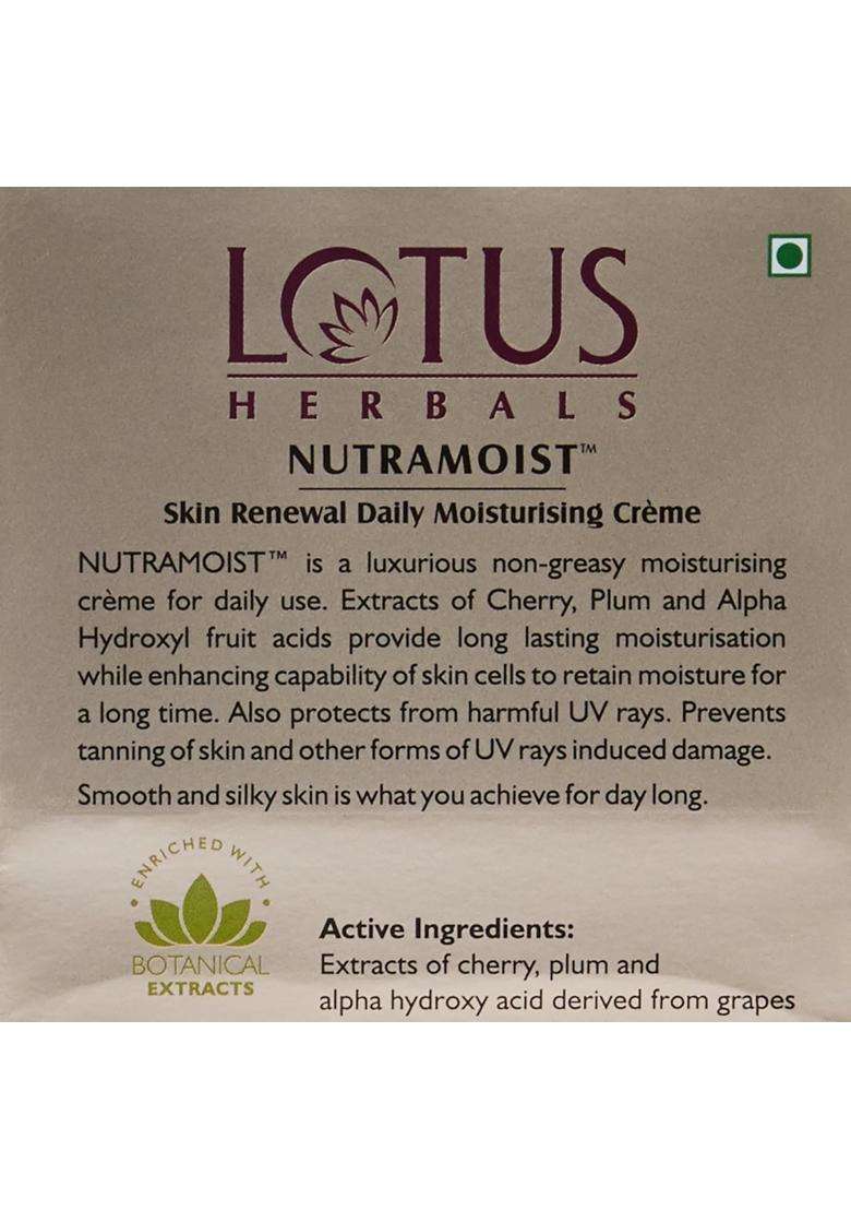 Lotus Herbals Nutramoist Skin Renewal Daily Moisturising Cream with SPF 25 50g (Pack of 2) | Natural Herbal Care - Indya