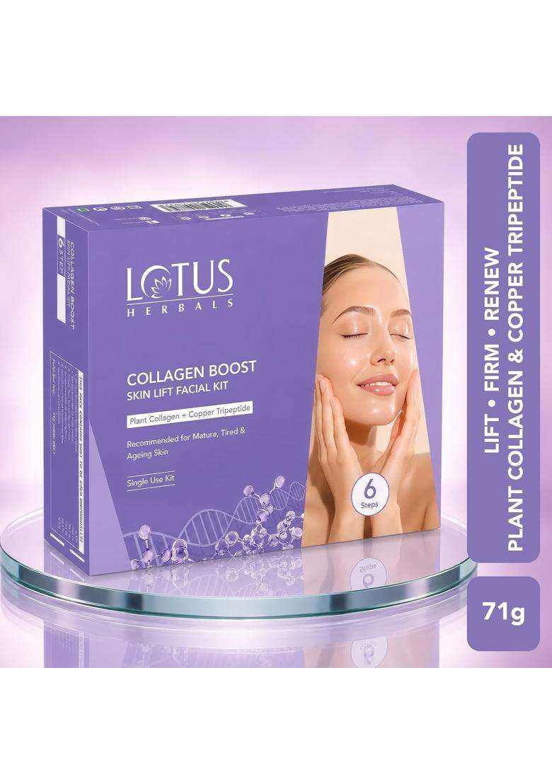 Lotus Herbals Collagen Boost Skin Lift Facial Kit With Plant Collagen 71g | Natural Herbal Care | Step Single | Helps Reduce Fine Lines - Indya