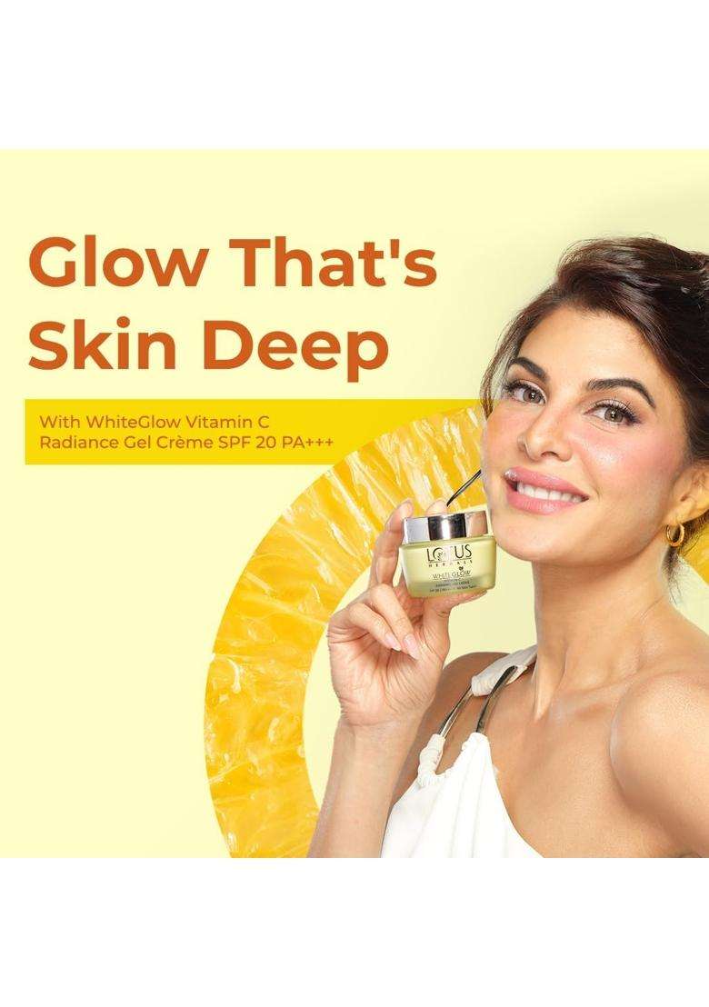 Lotus Herbals WhiteGlow Vitamin C Radiance Cream 50g | Natural Herbal Care | SPF 20 | For Dark Spots & Dull Skin | Anti- Pollution - Indya