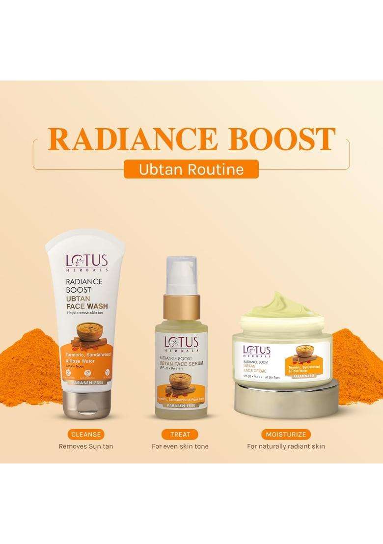 Lotus Herbals Radiance Boost Ubtan Face Wash 100 g | Natural Herbal Care | Turmeric, Sandalwood and Rose Water | Glowing Skin | Reducing Dark Spots - Indya