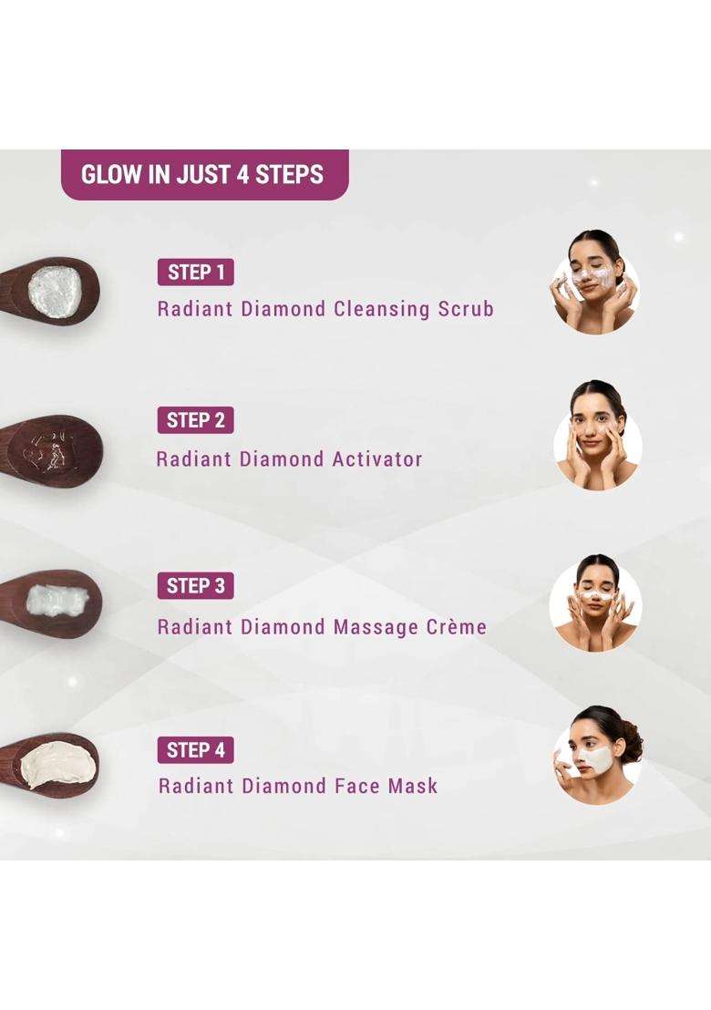 Lotus Herbals Radiant Diamond Cellular Radiance 1 Facial Kit with Diamond Dust & Cinnamon for Radiant-Looking, Smooth & Refreshed Skin 37g - Indya