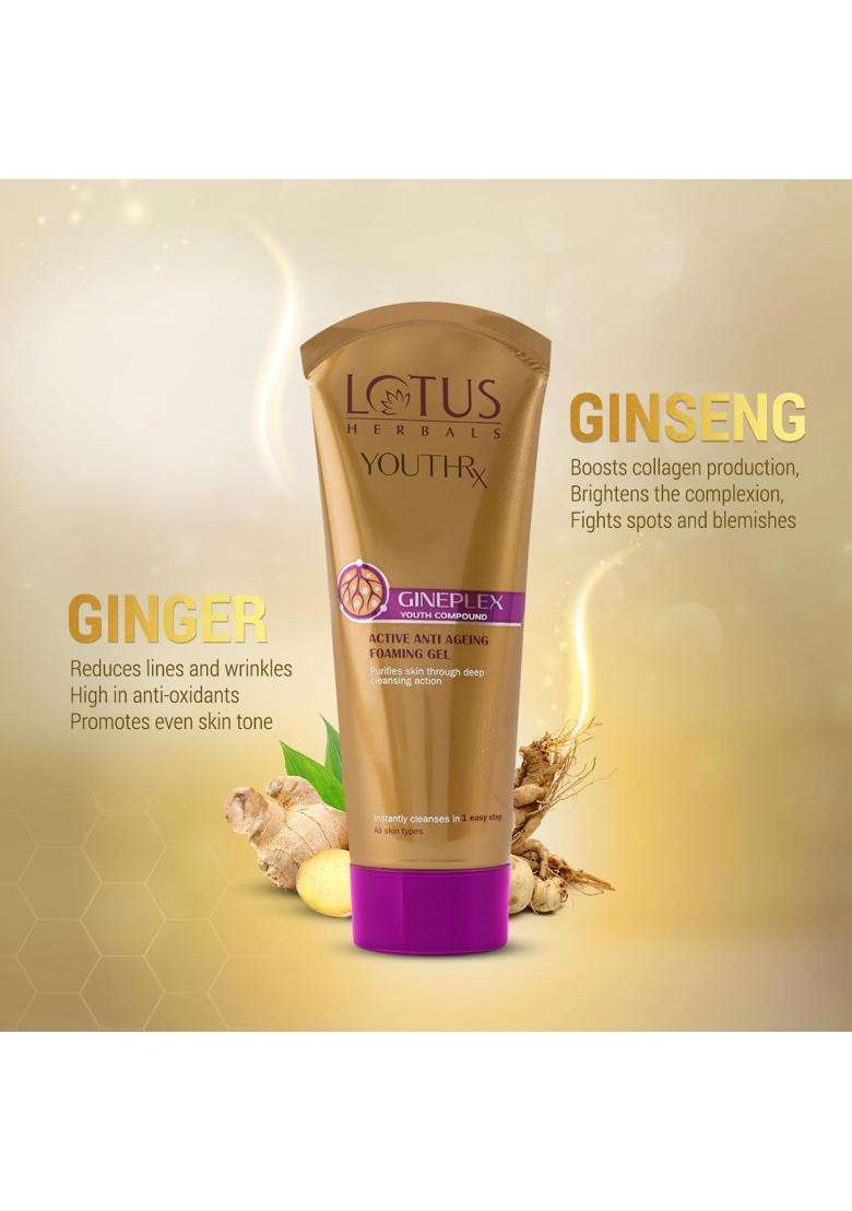 Lotus Herbals YouthRx Anti Ageing Foaming Gel Face Wash 50g | Natural Herbal Care - Indya