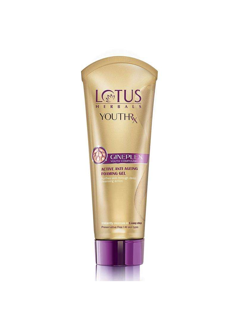 Lotus Herbals Lotus Makeup Youthrx Active Anti Ageing Foaming Gel Face Wash, 100g (Pack of 2) - Indya