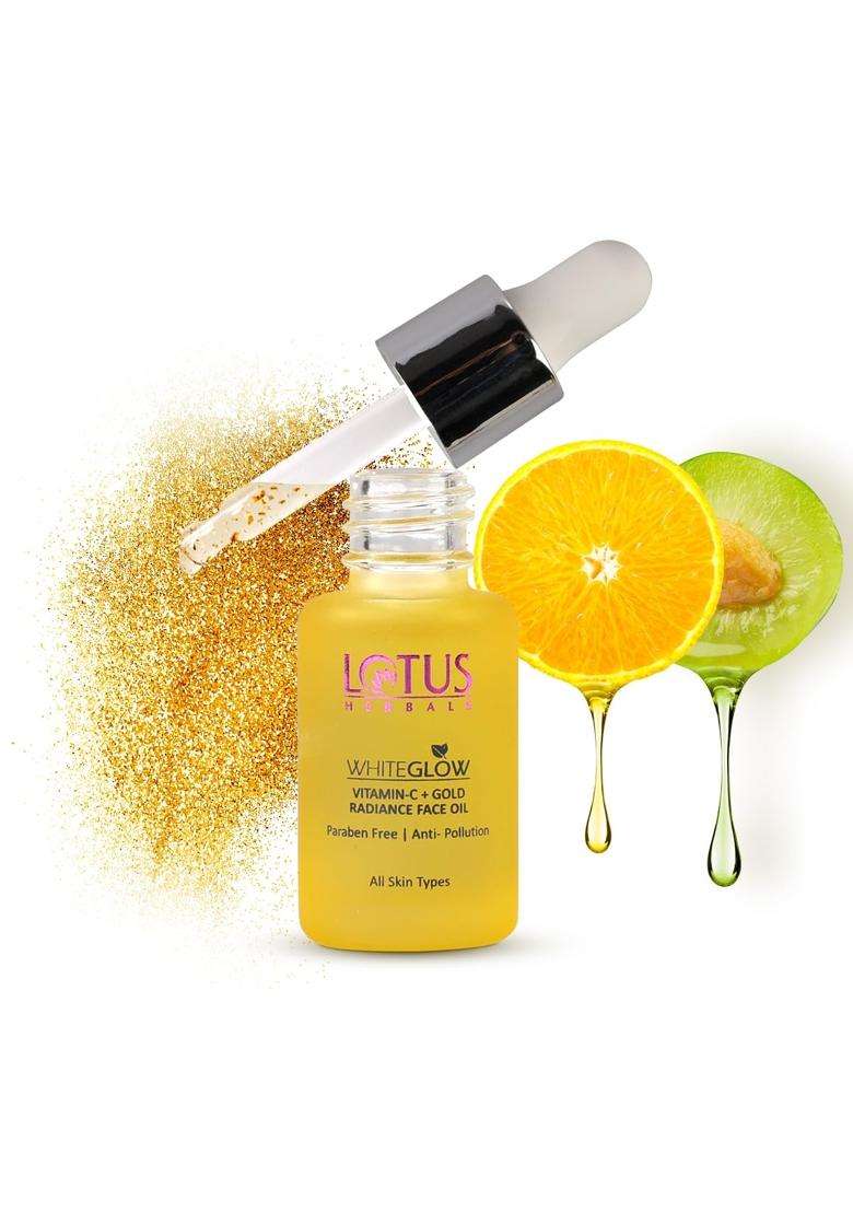 Lotus Herbals WhiteGlow Vitamin C and Gold Radiance Face Oil 15 ml | Natural Herbal Care | For Dull & Dry Skin | Intense Hydration | For women & Men - Indya