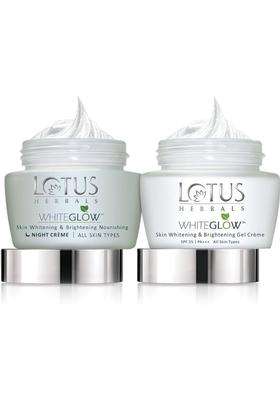 Lotus Herbals Whiteglow Gel Cream 60g, Nourishing Night Cream 60g (Pack of 2) | Natural Herbal Care