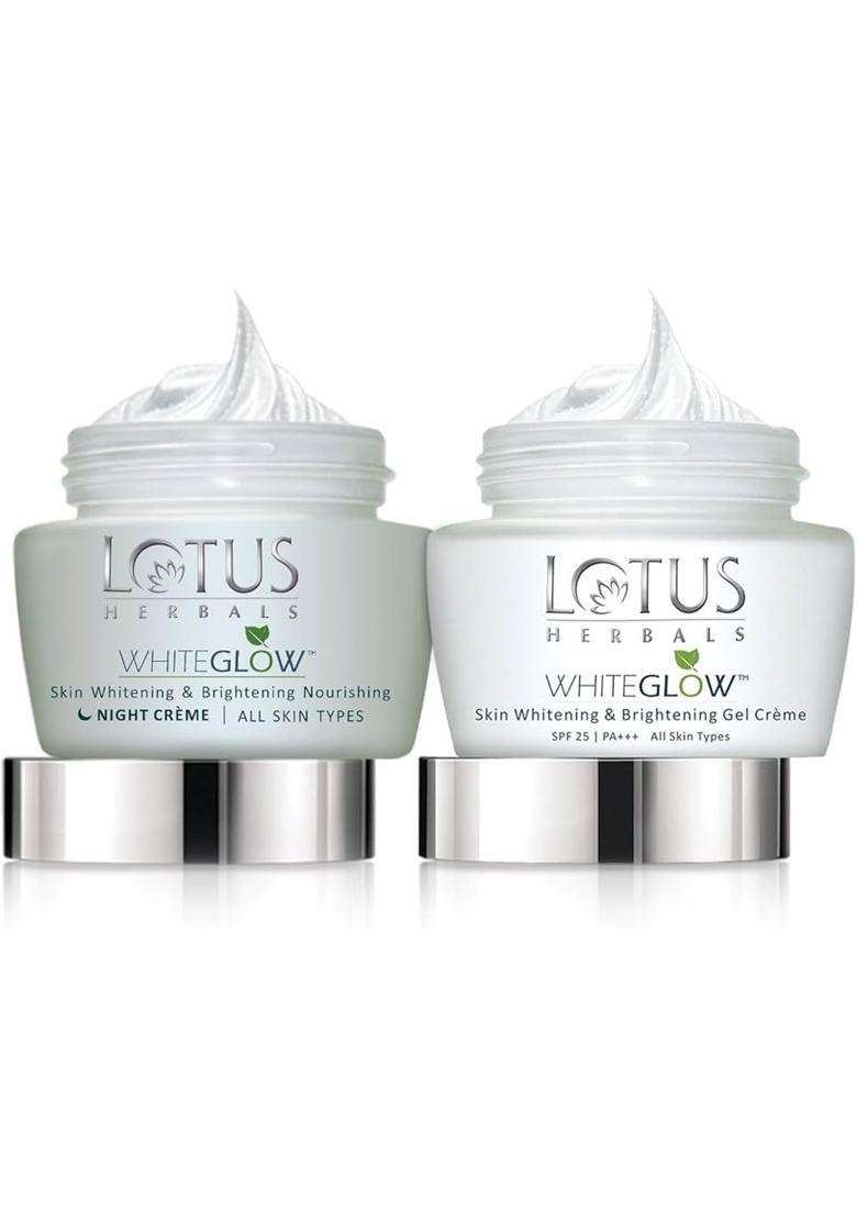 Lotus Herbals Whiteglow Gel Cream 60g, Nourishing Night Cream 60g (Pack of 2) | Natural Herbal Care - Indya