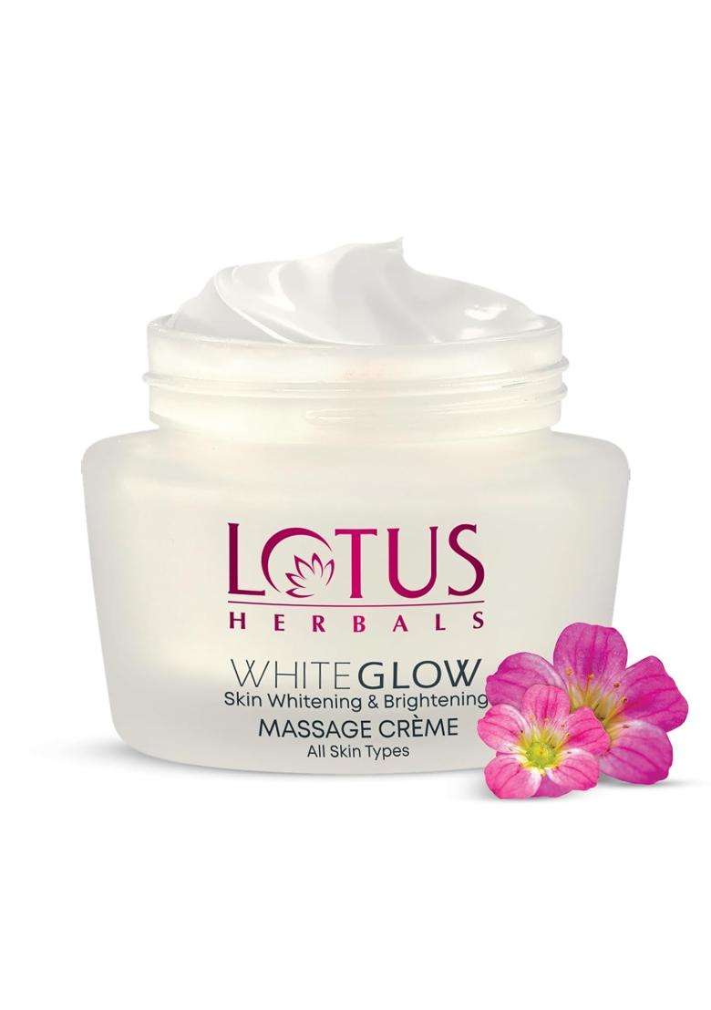 Lotus Herbals WhiteGlow Skin Whitening & Brightening Massage Cream 50g | Natural Herbal Care | Deep Nourishing Face Massage Cream for Radiant Skin - Indya