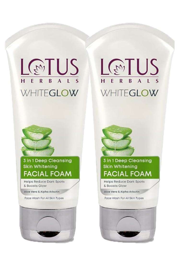 Lotus Herbals 3 in 1 Deep Cleansing Facial Foam 50g (Pack of 2) | Natural Herbal Care - Indya