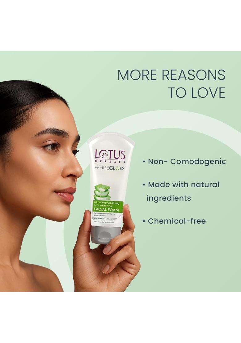 Lotus Herbals 3 in 1 Deep Cleansing Facial Foam 50g (Pack of 2) | Natural Herbal Care - Indya