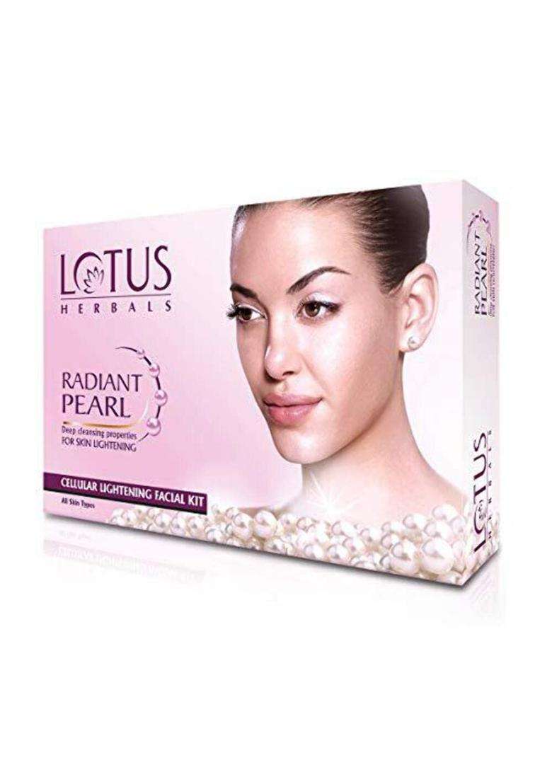 Lotus Herbals Radiant Pearl Cellular 1 Facial Kit 37g | Natural Herbal Care | For Deep Cleaning | With Pearl Extracts & Green Tea - Indya